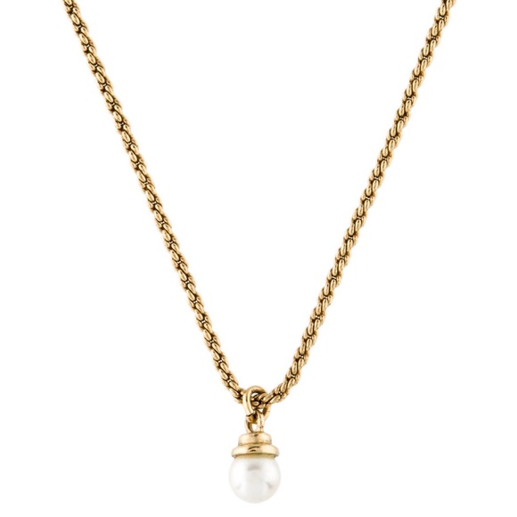 Authentic Christian Dior Faux Pearl Pendant Necklace - Picture 1 of 7